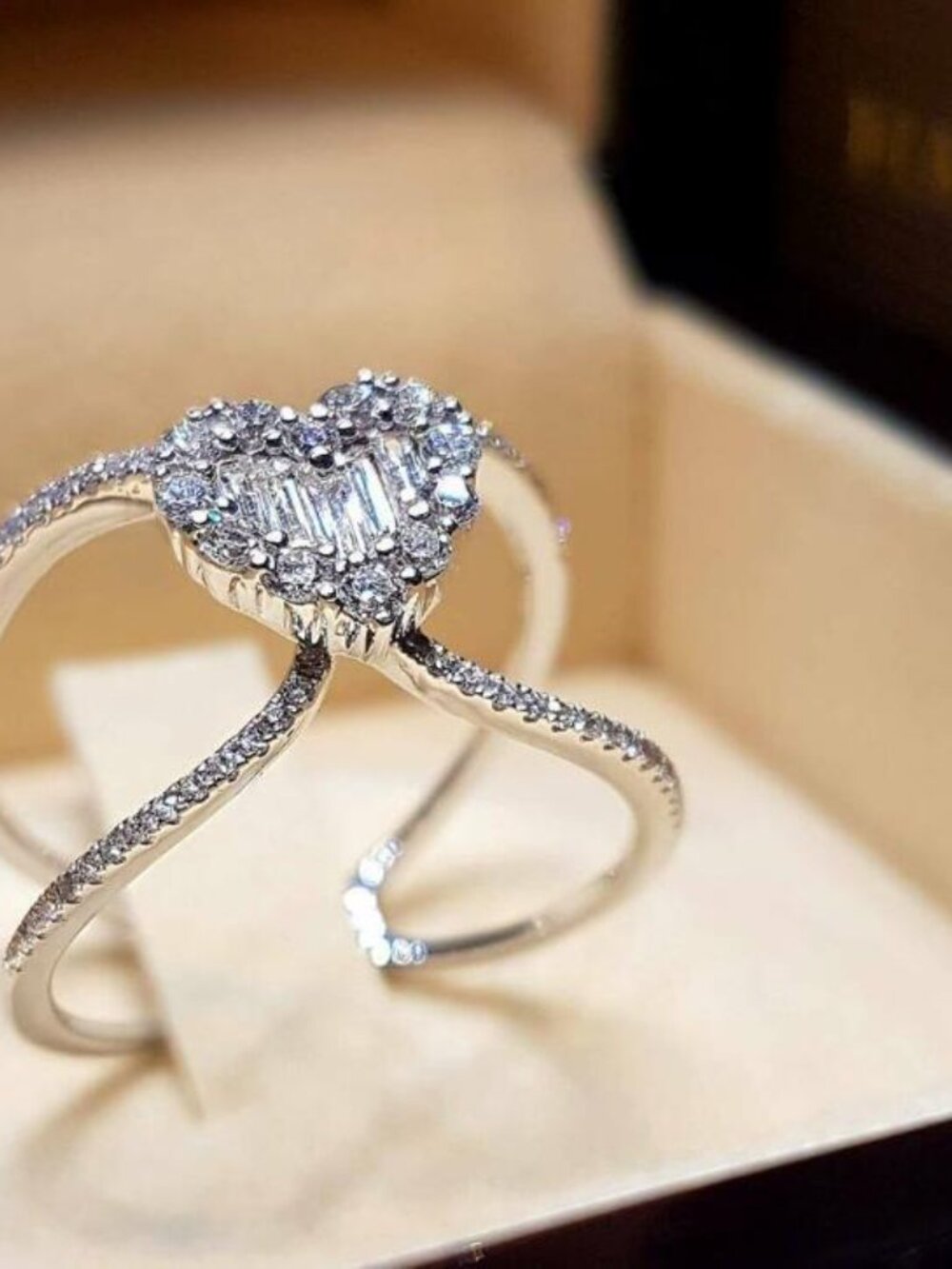 NEW Fashion Silver Crystal Heart Women's Ring Multiple Sizes 7, 8, 9